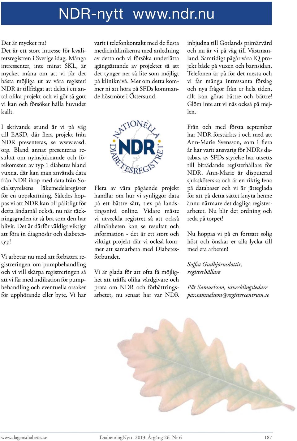 NDR är tillfrågat att delta i ett antal olika projekt och vi gör så gott vi kan och försöker hålla huvudet kallt.