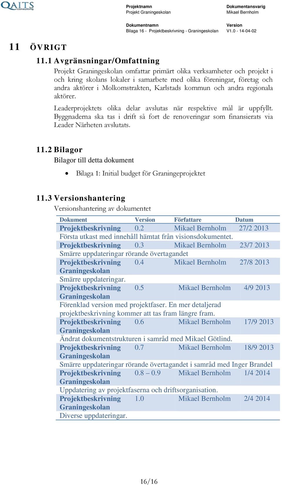 och andra regionala aktörer. Leaderprojektets olika delar avslutas när respektive mål är uppfyllt. Byggnaderna ska tas i drift så fort de renoveringar som finansierats via Leader Närheten avslutats.