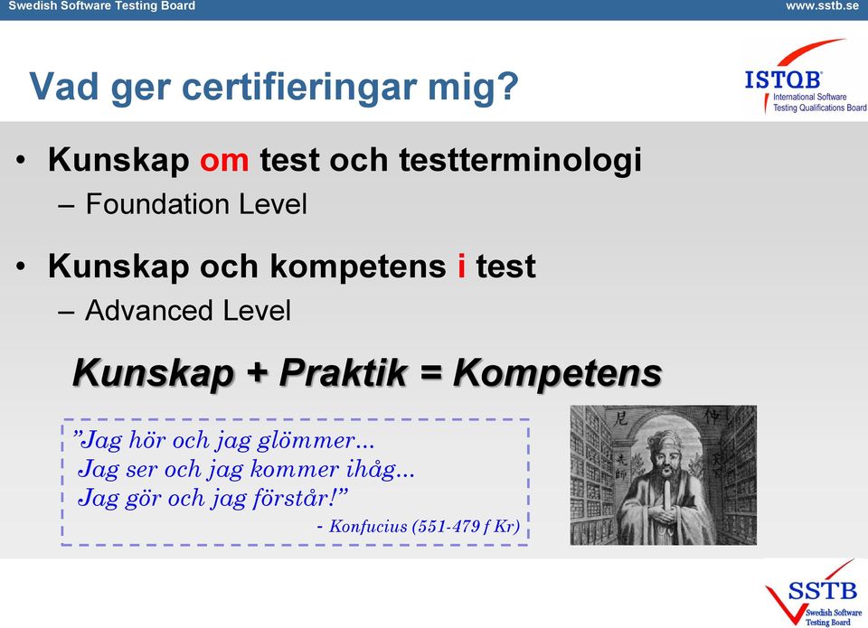 kompetens i test Advanced Level Kunskap + Praktik = Kompetens Jag