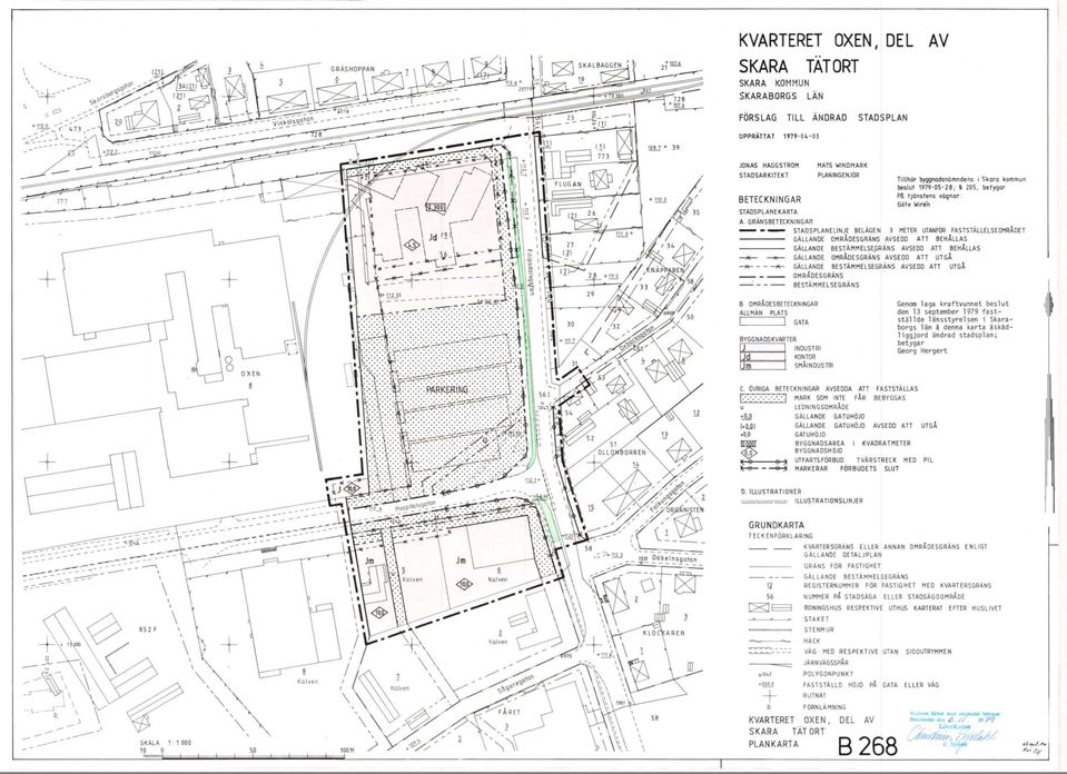 GRÄN SflETECKNING AR STADSPlANHJNJE MATS WlNDHARK PLANINGENJÖR Tillhör tryggoodsoomndens i SkorQ ~ommun b61ul 1979-05-28 ; ~ 20S tm.