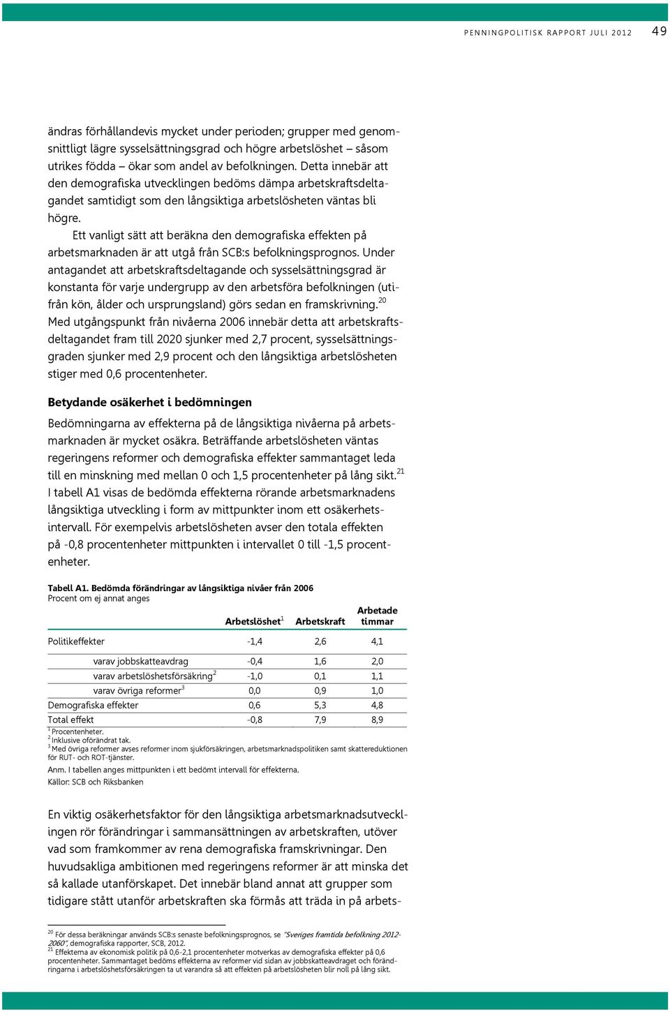 Ett vanligt sätt att beräkna den demografiska effekten på arbetsmarknaden är att utgå från SCB:s befolkningsprognos.