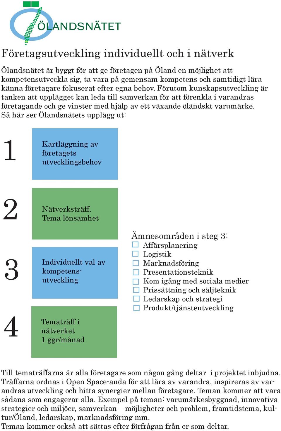 Förutom kunskapsutveckling är tanken att upplägget kan leda till samverkan för att förenkla i varandras företagande och ge vinster med hjälp av ett växande öländskt varumärke.