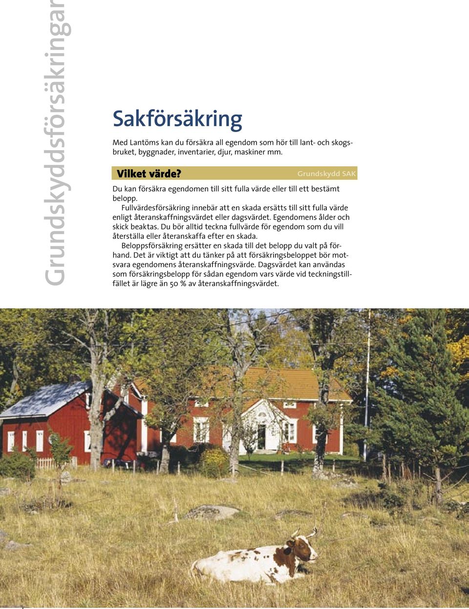 Egendomens ålder och skick beaktas. Du bör alltid teckna fullvärde för egendom som du vill återställa eller återanskaffa efter en skada.