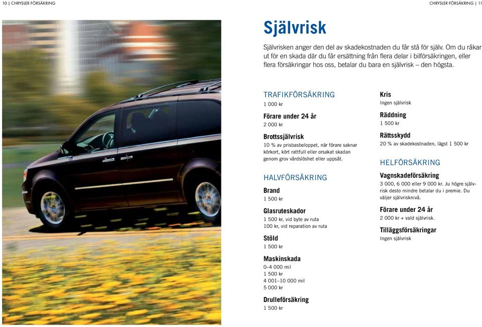1 000 kr Förare under 24 år 2 000 kr Brottssjälvrisk 10 % av prisbasbeloppet, när förare saknar körkort, kört rattfull eller orsakat skadan genom grov vårdslöshet eller uppsåt.