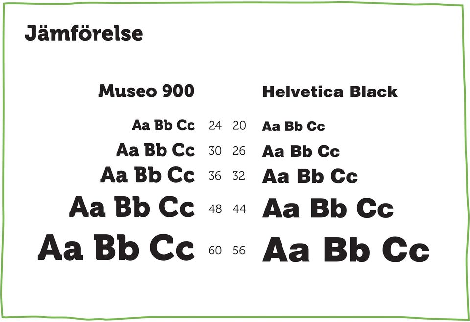 36 48 32 44 60 56 Helvetica Black Aa