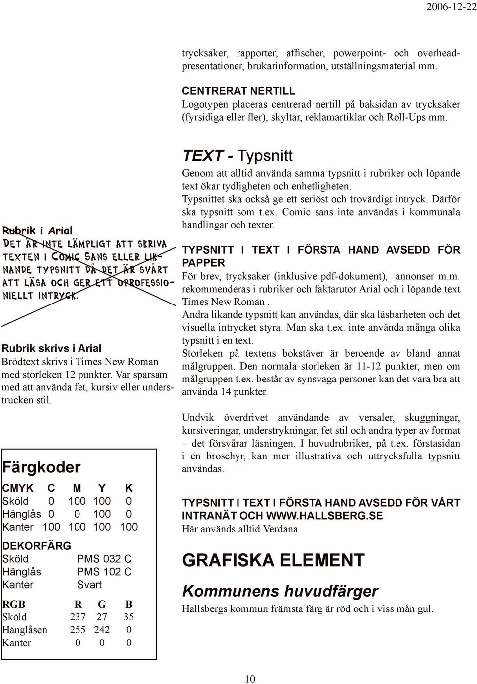 Rubrik i Arial Det är inte lämpligt att skriva texten i Comic Sans eller liknande typsnitt då det är svårt att läsa och ger ett oprofessioniellt intryck.
