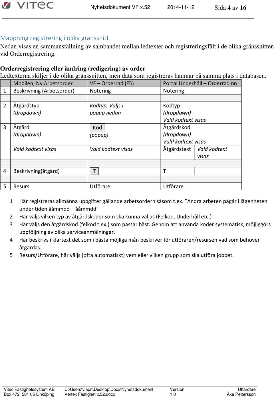 Orderregistrering eller ändring (redigering) av order Ledtexterna skiljer i de olika gränssnitten, men data som registreras hamnar på samma plats i databasen.