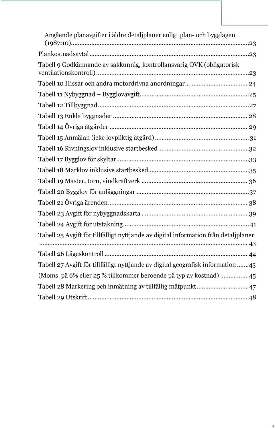 .. 29 Tabell 15 Anmälan (icke lovpliktig åtgärd)... 31 Tabell 16 Rivningslov inklusive startbesked...32 Tabell 17 Bygglov för skyltar... 33 Tabell 18 Marklov inklusive startbesked.