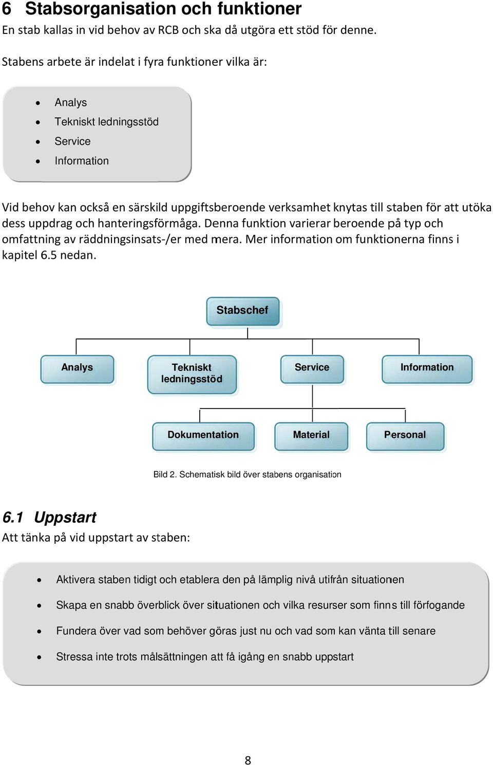 dess uppdrag och hanteringsförmåga. Denna funktion varierar beroende på typ och omfattning av räddningsinsats /er med mera. Mer information om funktionerna finnss i kapitel 6.5 nedan.