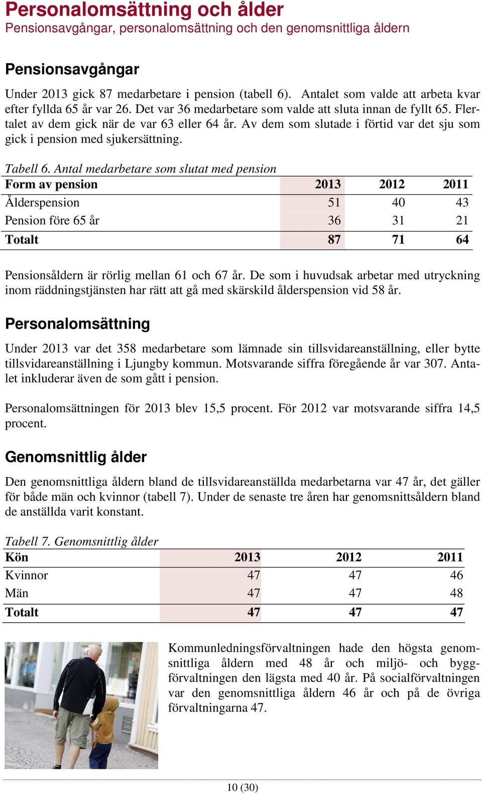 Av dem som slutade i förtid var det sju som gick i pension med sjukersättning. Tabell 6.