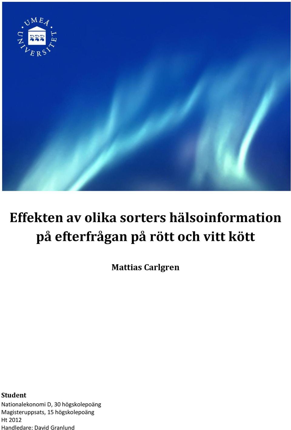 Student Nationalekonomi D, 30 högskolepoäng