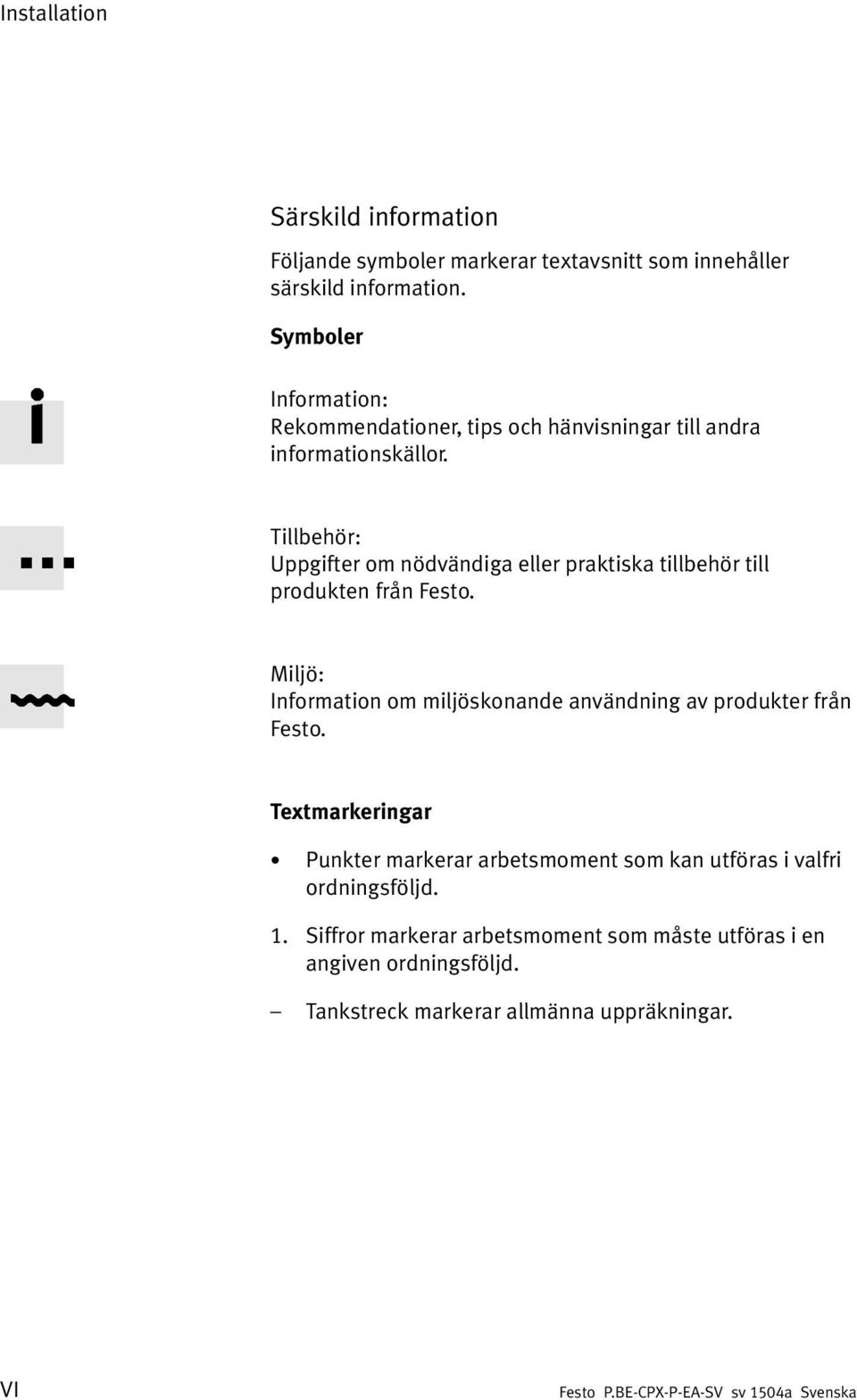 Tillbehör: Uppgifter om nödvändiga eller praktiska tillbehör till produkten från Festo.