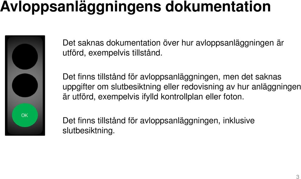 Det finns tillstånd för avloppsanläggningen, men det saknas uppgifter om slutbesiktning eller