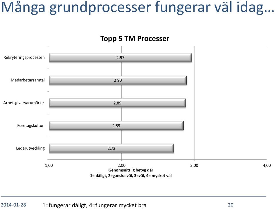 Företagskultur 2,85 Ledarutveckling 2,72 1,00 2,00 3,00 4,00 Genomsnittlig