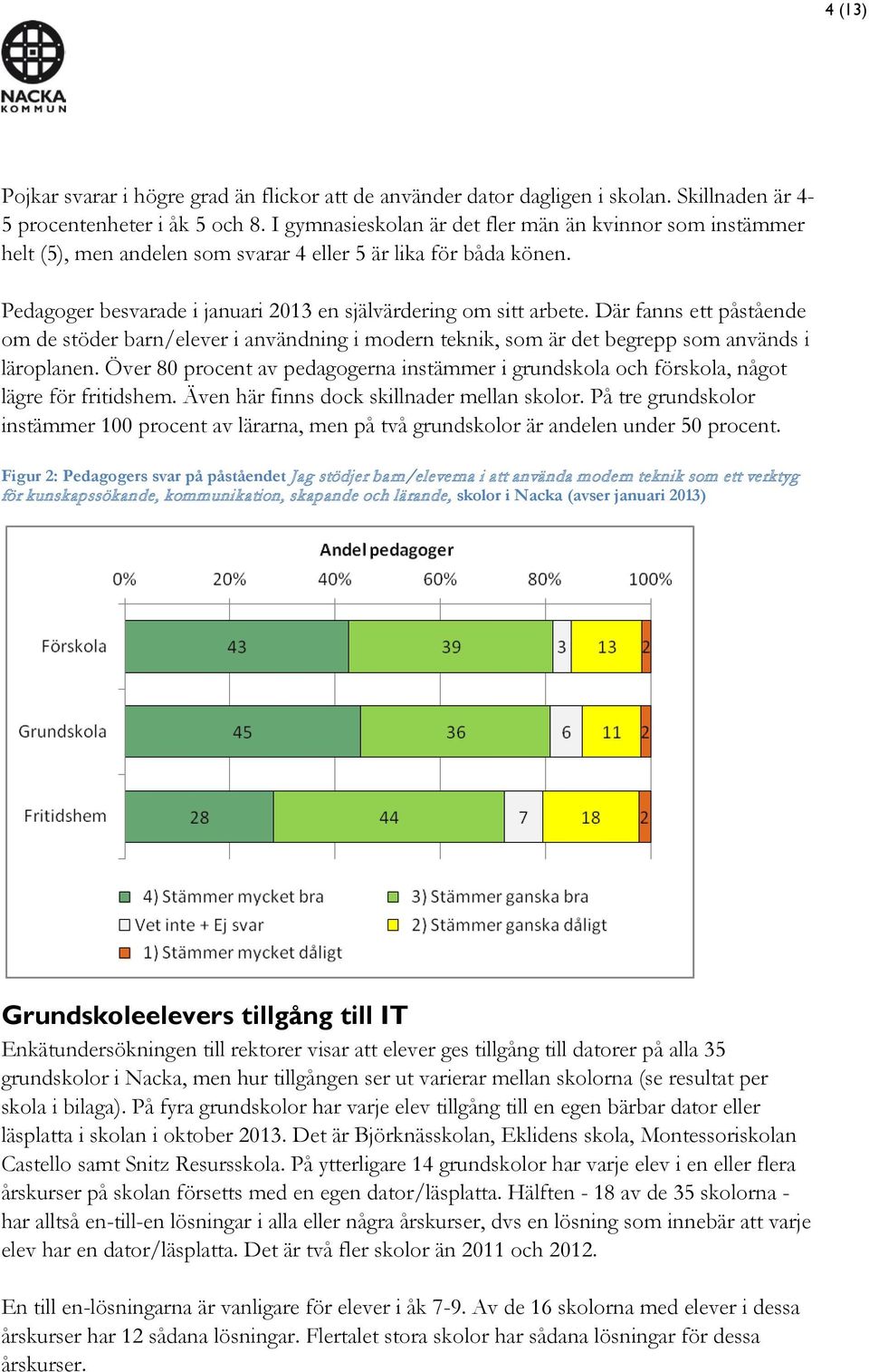 Där fanns ett påstående om de stöder barn/elever i användning i modern teknik, som är det begrepp som används i läroplanen.