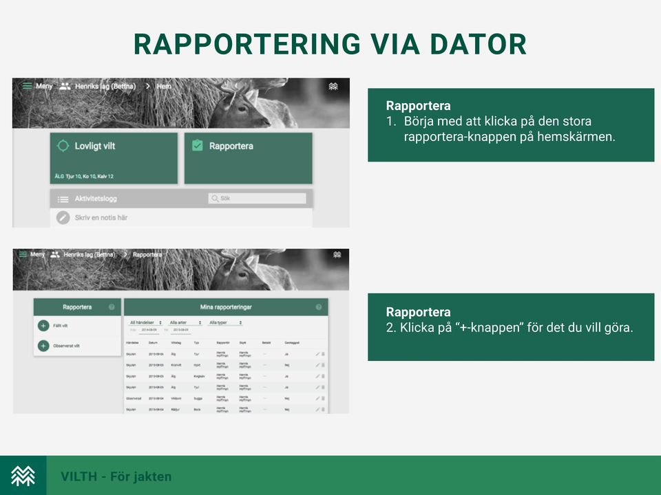 rapportera-knappen på hemskärmen.