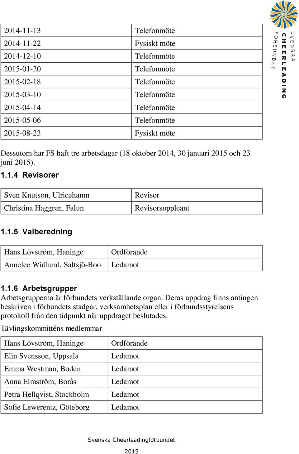 1.6 Arbetsgrupper Arbetsgrupperna är förbundets verkställande organ.