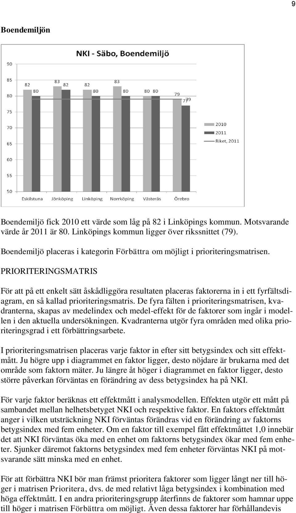 PRIORITERINGSMATRIS För att på ett enkelt sätt åskådliggöra resultaten placeras faktorerna in i ett fyrfältsdiagram, en så kallad prioriteringsmatris.