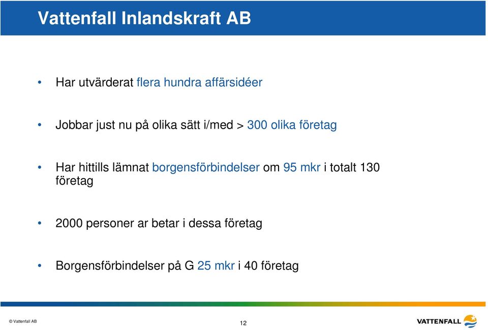 lämnat borgensförbindelser om 95 mkr i totalt 130 företag 2000