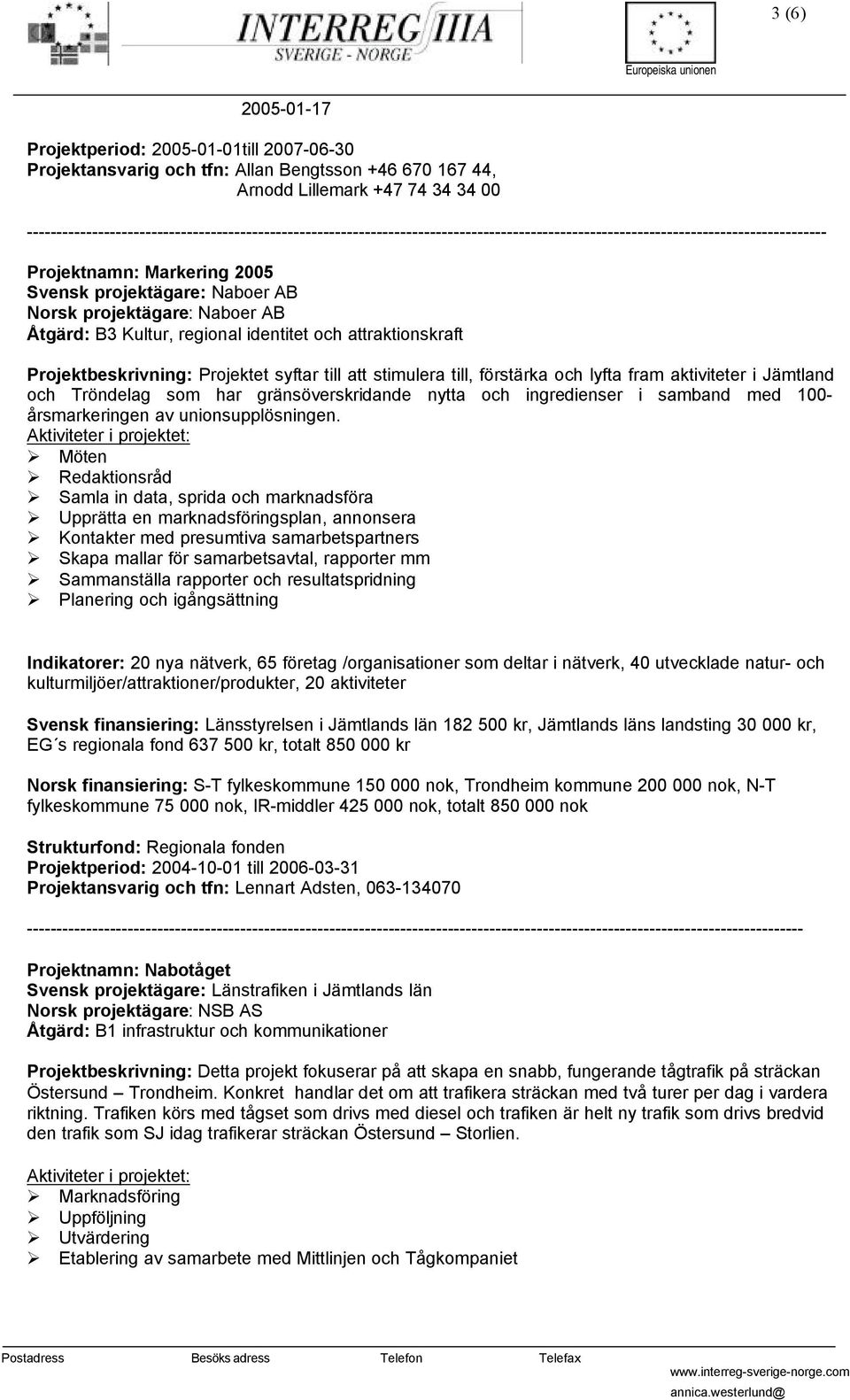 Norsk projektägare: Naboer AB Åtgärd: B3 Kultur, regional identitet och attraktionskraft Projektbeskrivning: Projektet syftar till att stimulera till, förstärka och lyfta fram aktiviteter i Jämtland