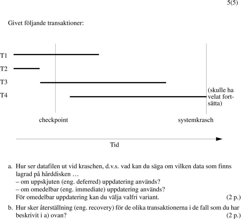 deferred) uppdatering används? om omedelbar (eng. immediate) uppdatering används?