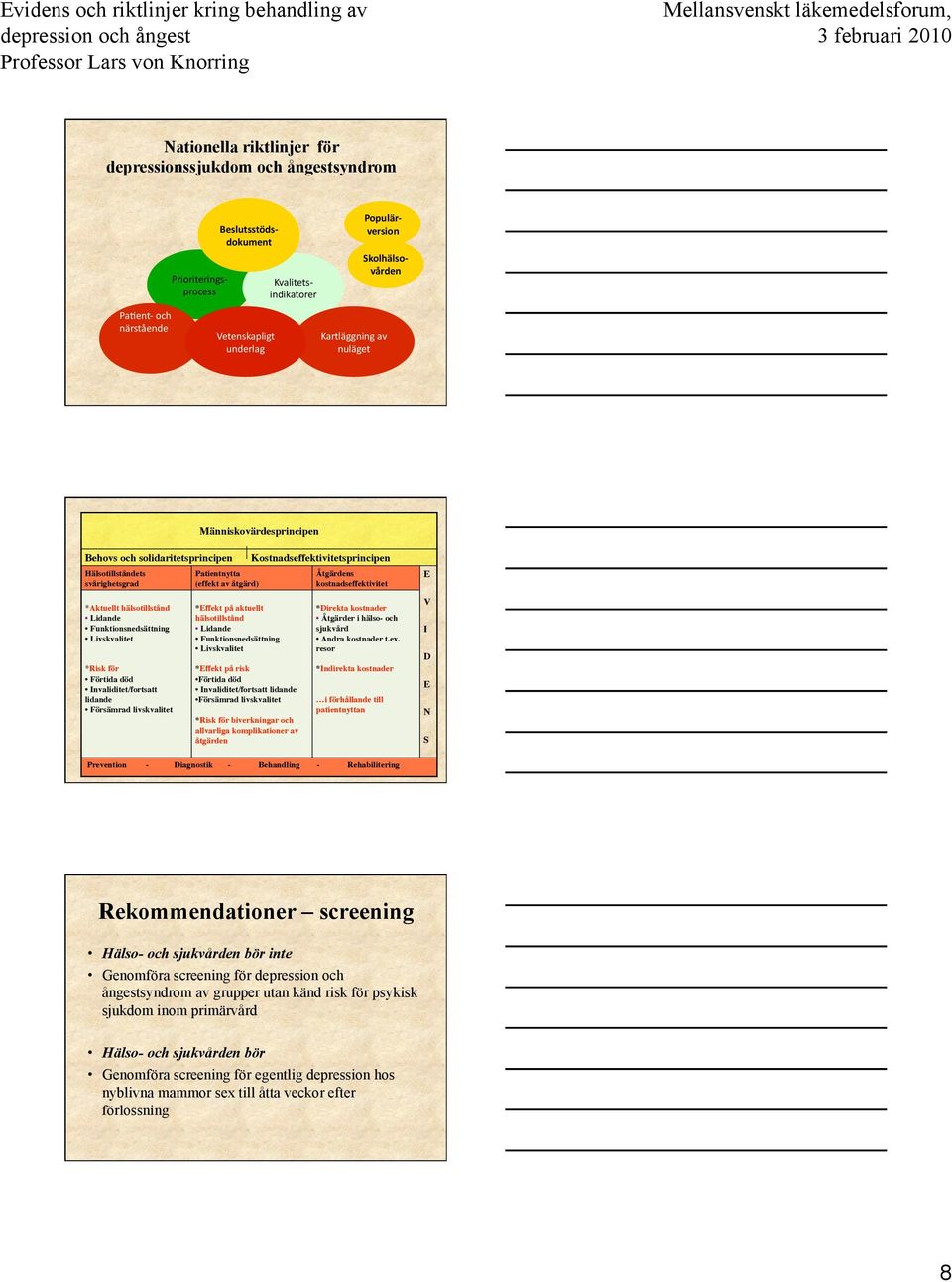 Åtgärdens kostnadseffektivitet! E! *Aktuellt hälsotillstånd!! Lidande!! Funktionsnedsättning!! Livskvalitet! *Risk för!! Förtida död!! Invaliditet/fortsatt lidande!! Försämrad livskvalitet!