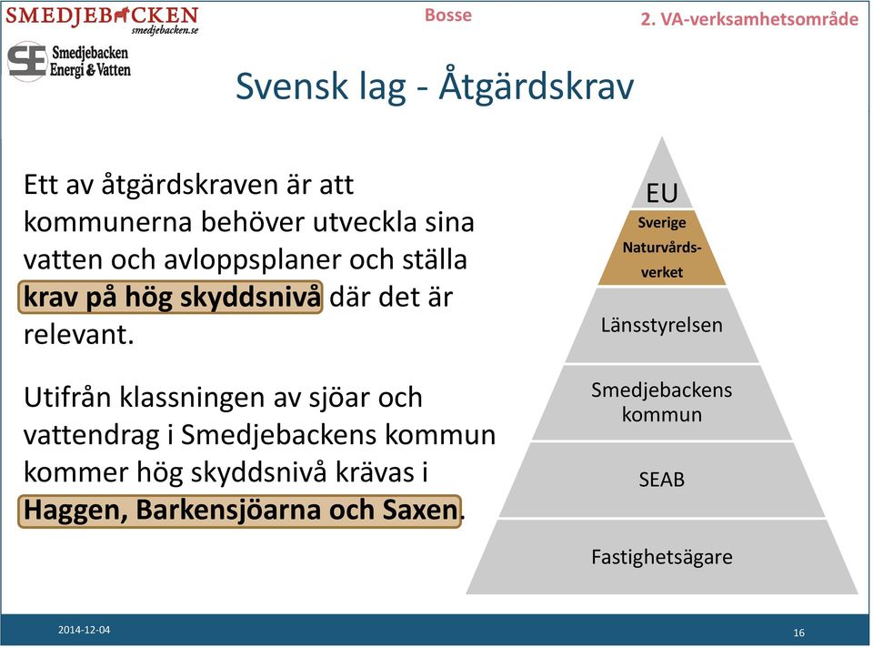 sina vatten och avloppsplaner och ställa krav på hög skyddsnivå där det är relevant.