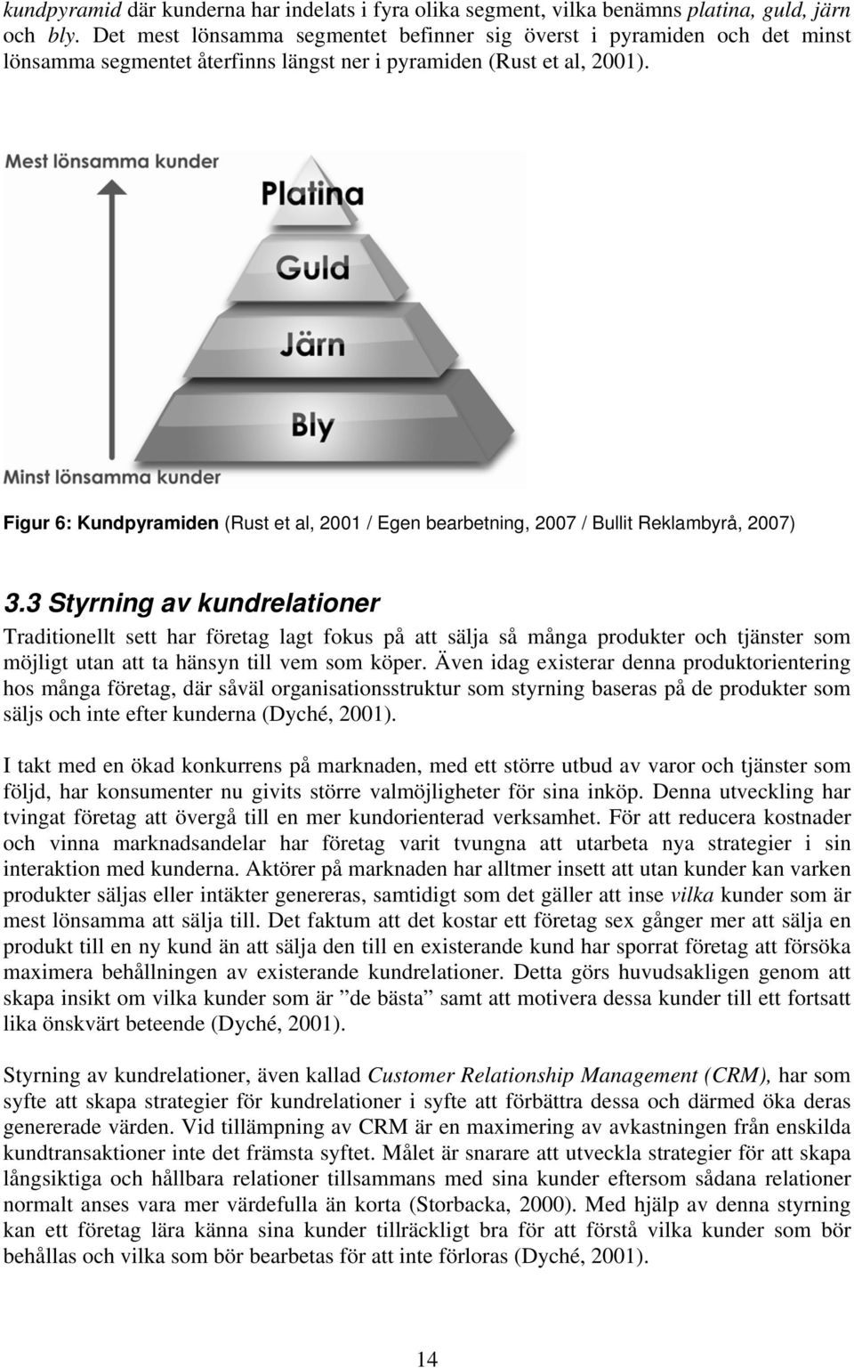 Figur 6: Kundpyramiden (Rust et al, 2001 / Egen bearbetning, 2007 / Bullit Reklambyrå, 2007) 3.
