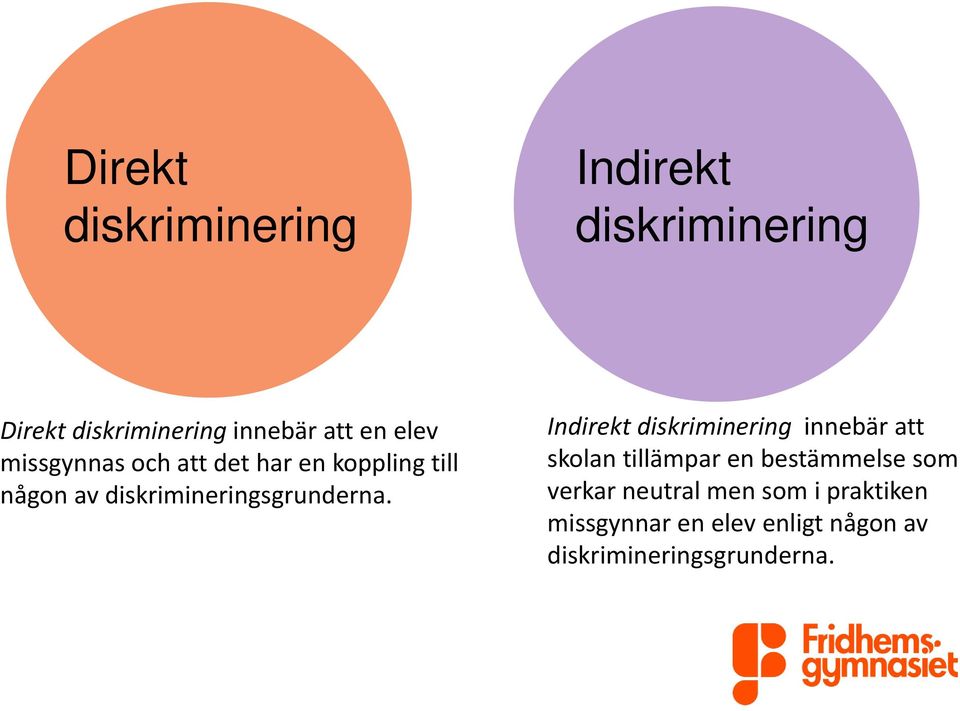 Indirekt diskriminering innebär att skolan tillämpar en bestämmelse som verkar