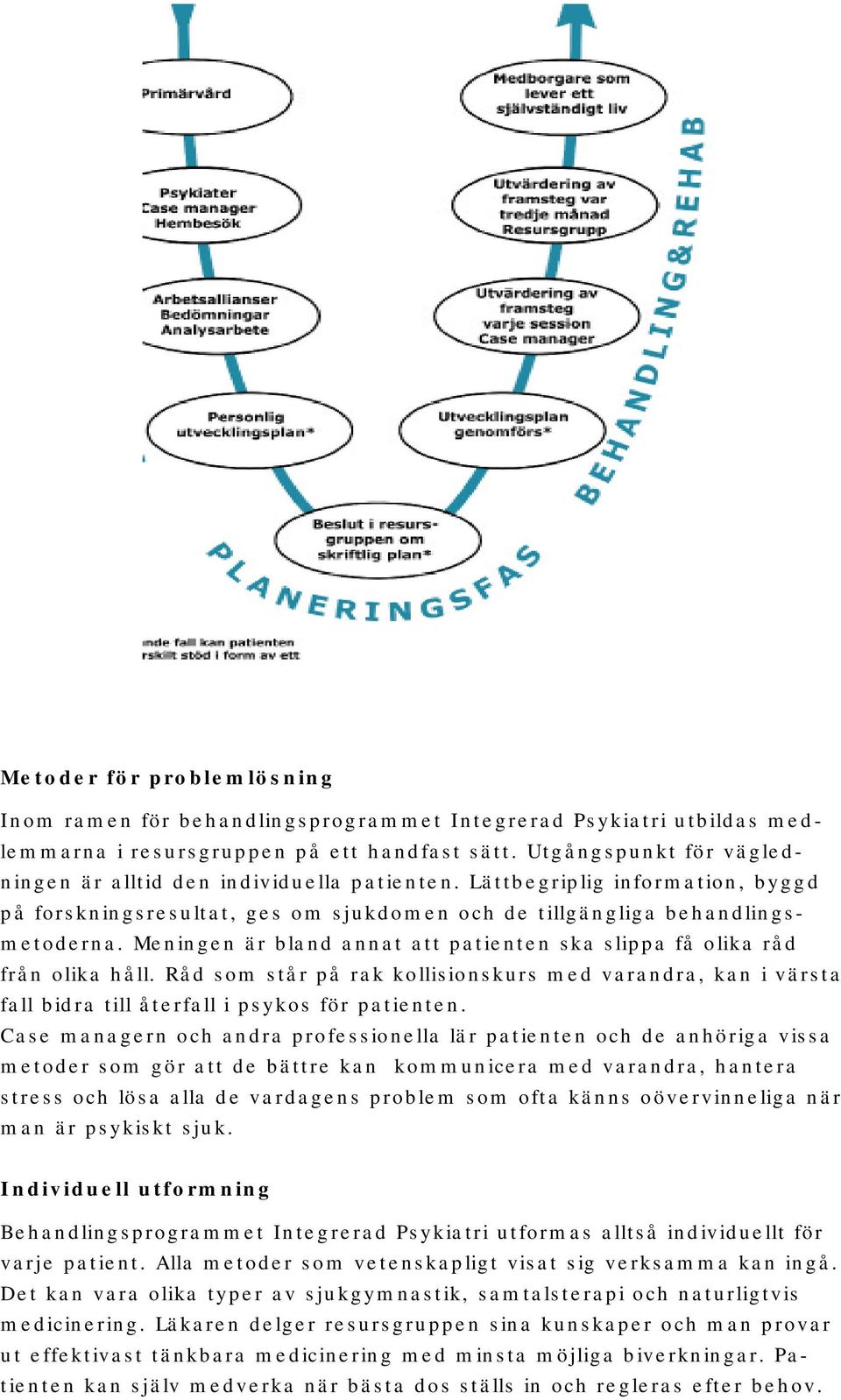 Meningen är bland annat att patienten ska slippa få olika råd från olika håll. Råd som står på rak kollisionskurs med varandra, kan i värsta fall bidra till återfall i psykos för patienten.