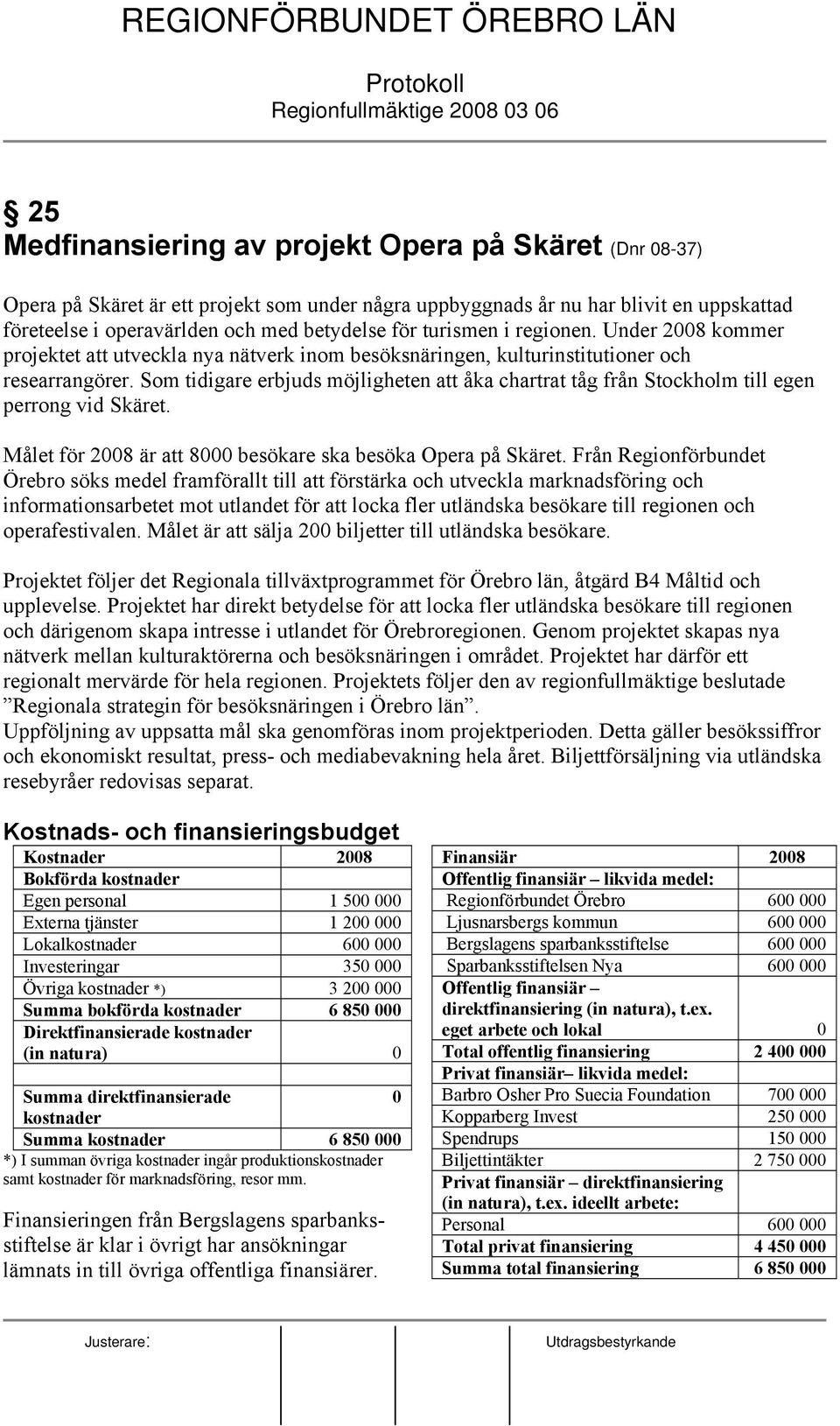 Som tidigare erbjuds möjligheten att åka chartrat tåg från Stockholm till egen perrong vid Skäret. Målet för 2008 är att 8000 besökare ska besöka Opera på Skäret.