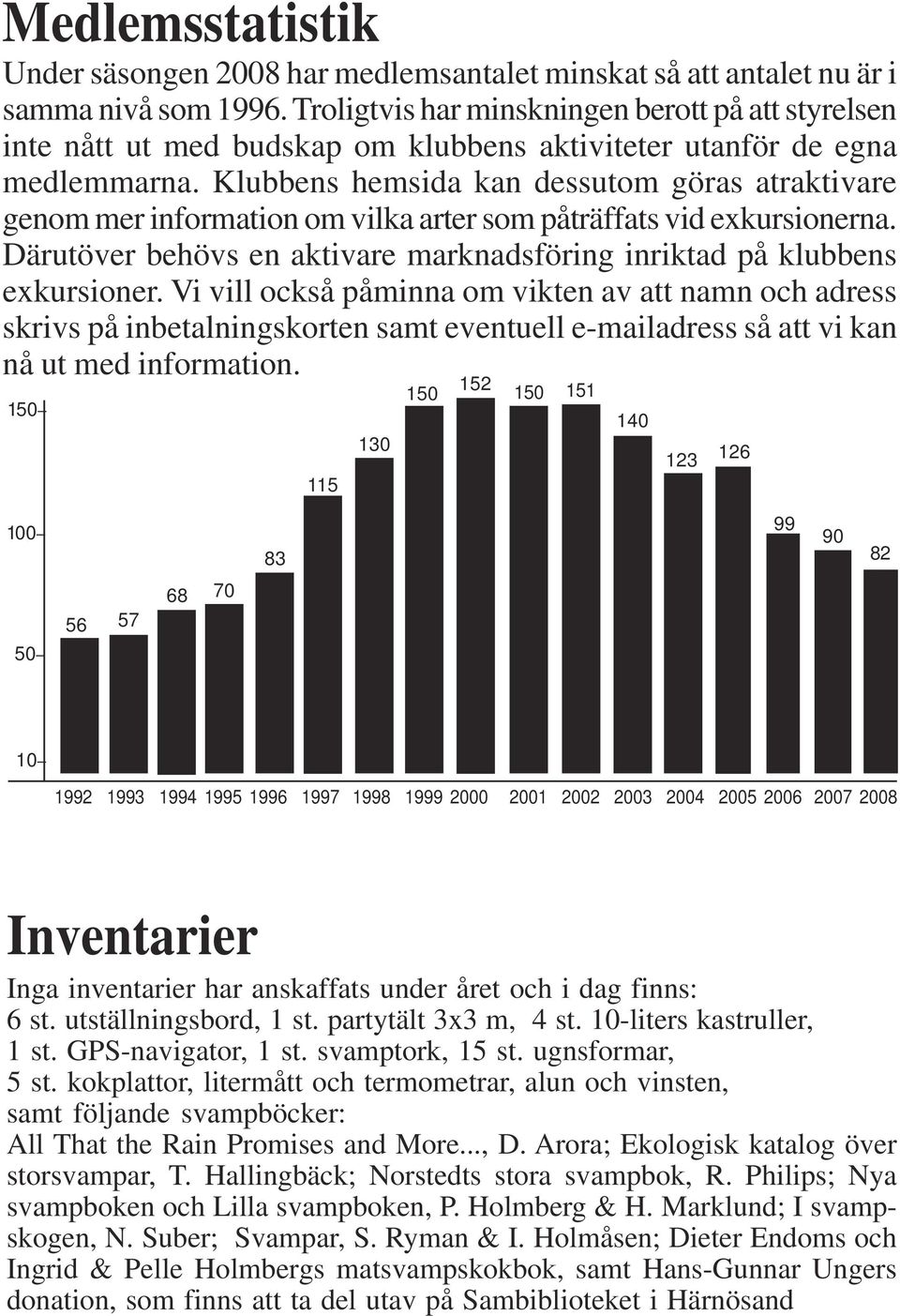 Klubbens hemsida kan dessutom göras atraktivare genom mer information om vilka arter som påträffats vid exkursionerna. Därutöver behövs en aktivare marknadsföring inriktad på klubbens exkursioner.