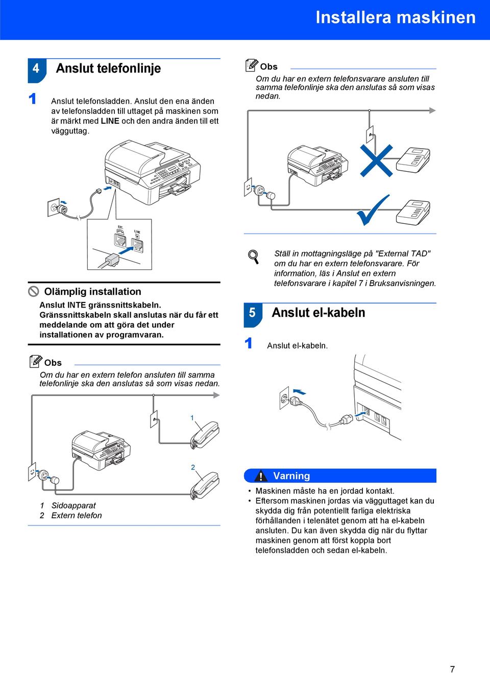 Gränssnittskabeln skall anslutas när du får ett meddelande om att göra det under installationen av programvaran.