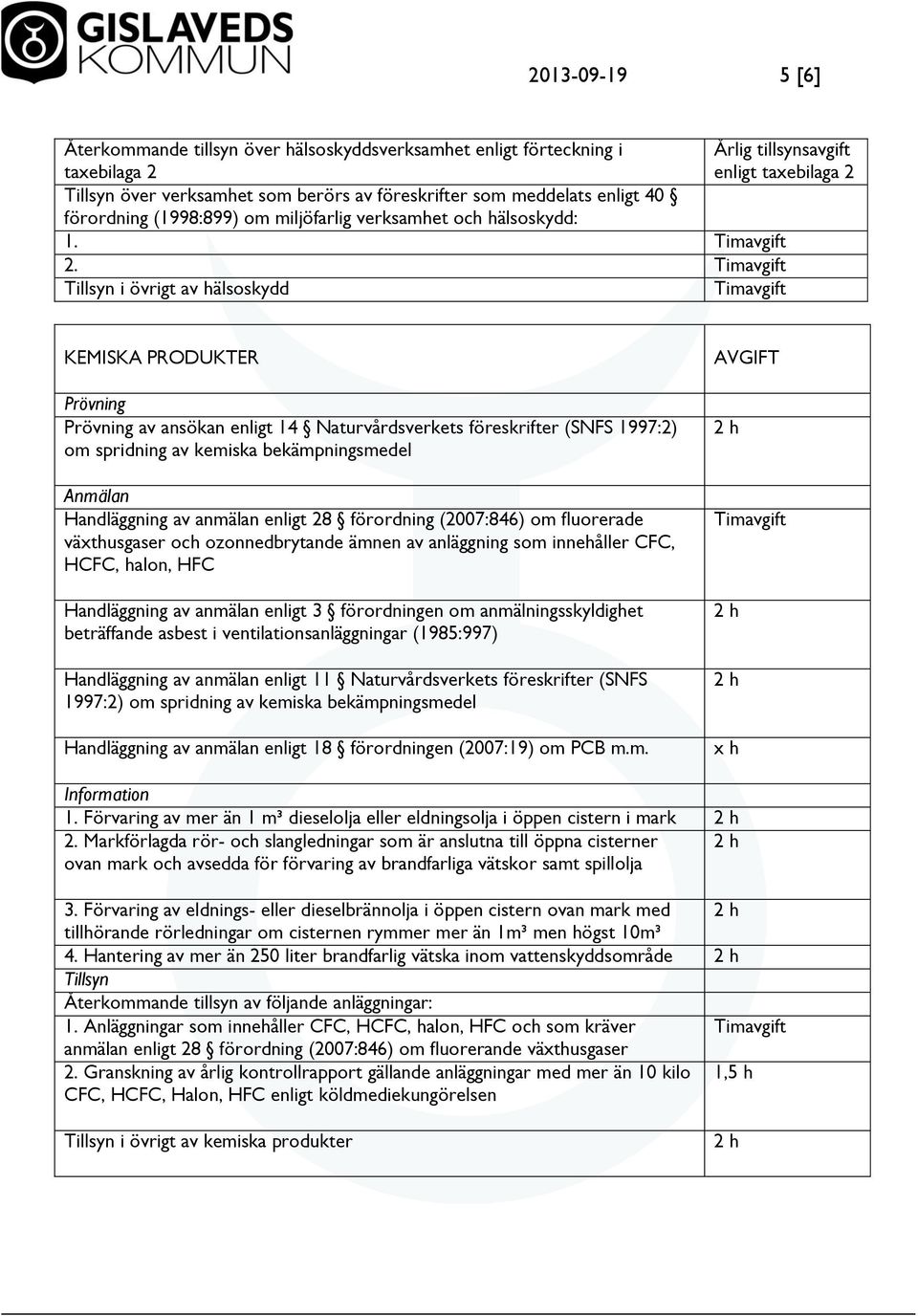 i övrigt av hälsoskydd KEMISKA PRODUKTER av ansökan enligt 14 Naturvårdsverkets föreskrifter (SNFS 1997:2) om spridning av kemiska bekämpningsmedel Handläggning av anmälan enligt 28 förordning