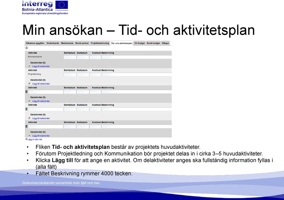 Förutom Projektledning och Kommunikation bör projektet delas in i cirka 3 5  Klicka Lägg