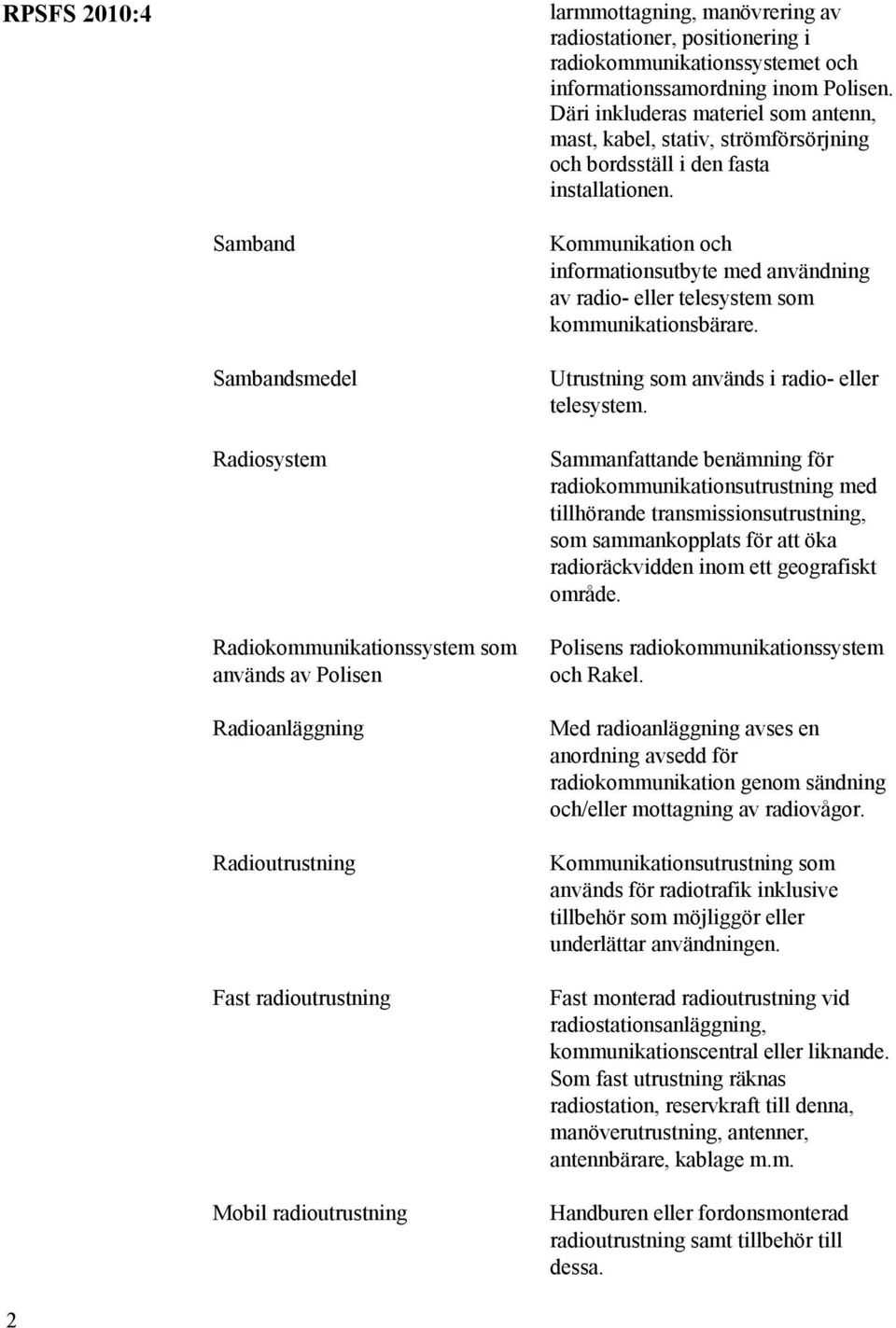Samband Sambandsmedel Radiosystem Radiokommunikationssystem som används av Polisen Radioanläggning Radioutrustning Fast radioutrustning Mobil radioutrustning Kommunikation och informationsutbyte med
