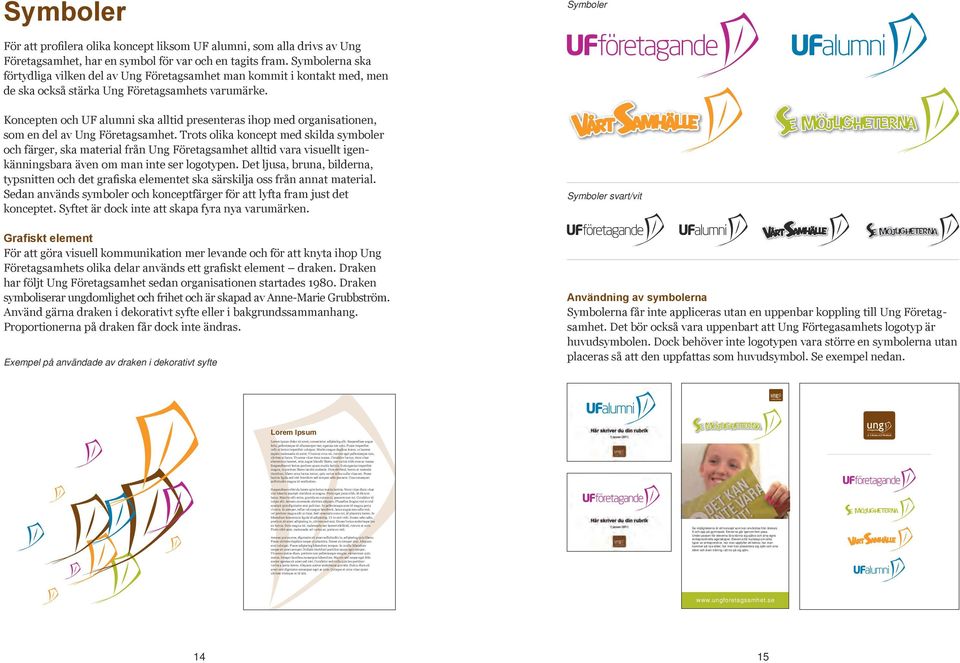 Koncepten och UF alumni ska alltid presenteras ihop med organisationen, som en del av Ung Företagsamhet.