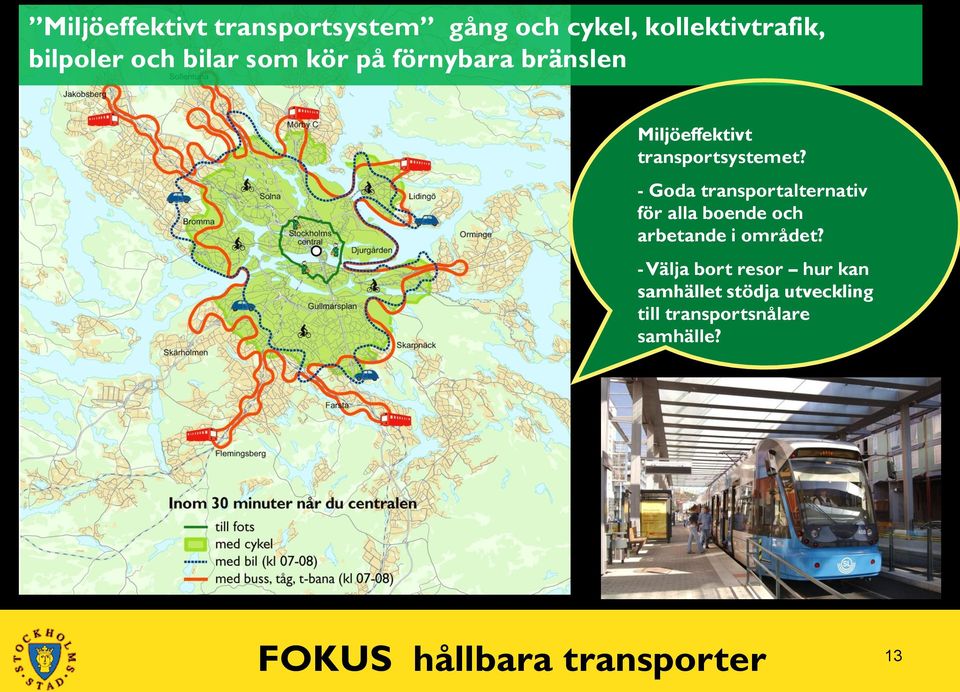 - Goda transportalternativ för alla boende och arbetande i området?