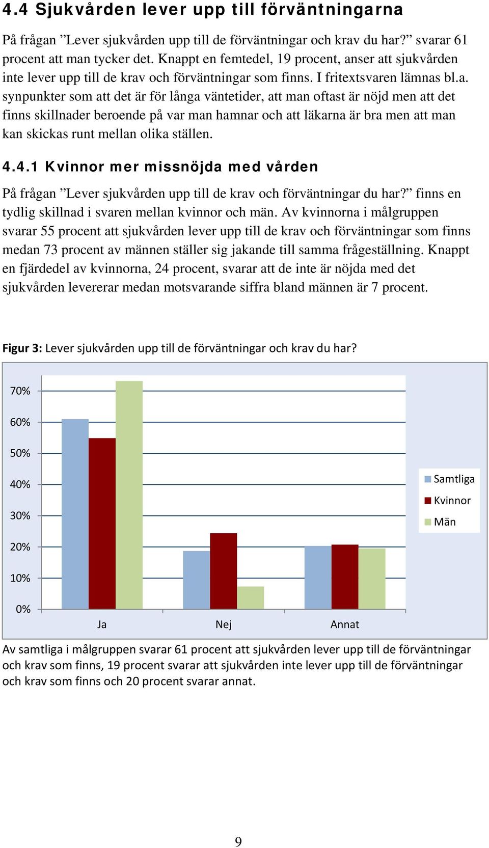 oftast är nöjd men att det finns skillnader beroende på var man hamnar och att läkarna är bra men att man kan skickas runt mellan olika ställen. 4.