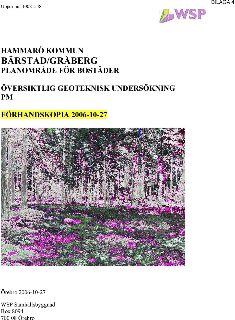 PLANOMRÅDE FÖR BOSTÄDER ÖVERSIKTLIG GEOTEKNISK