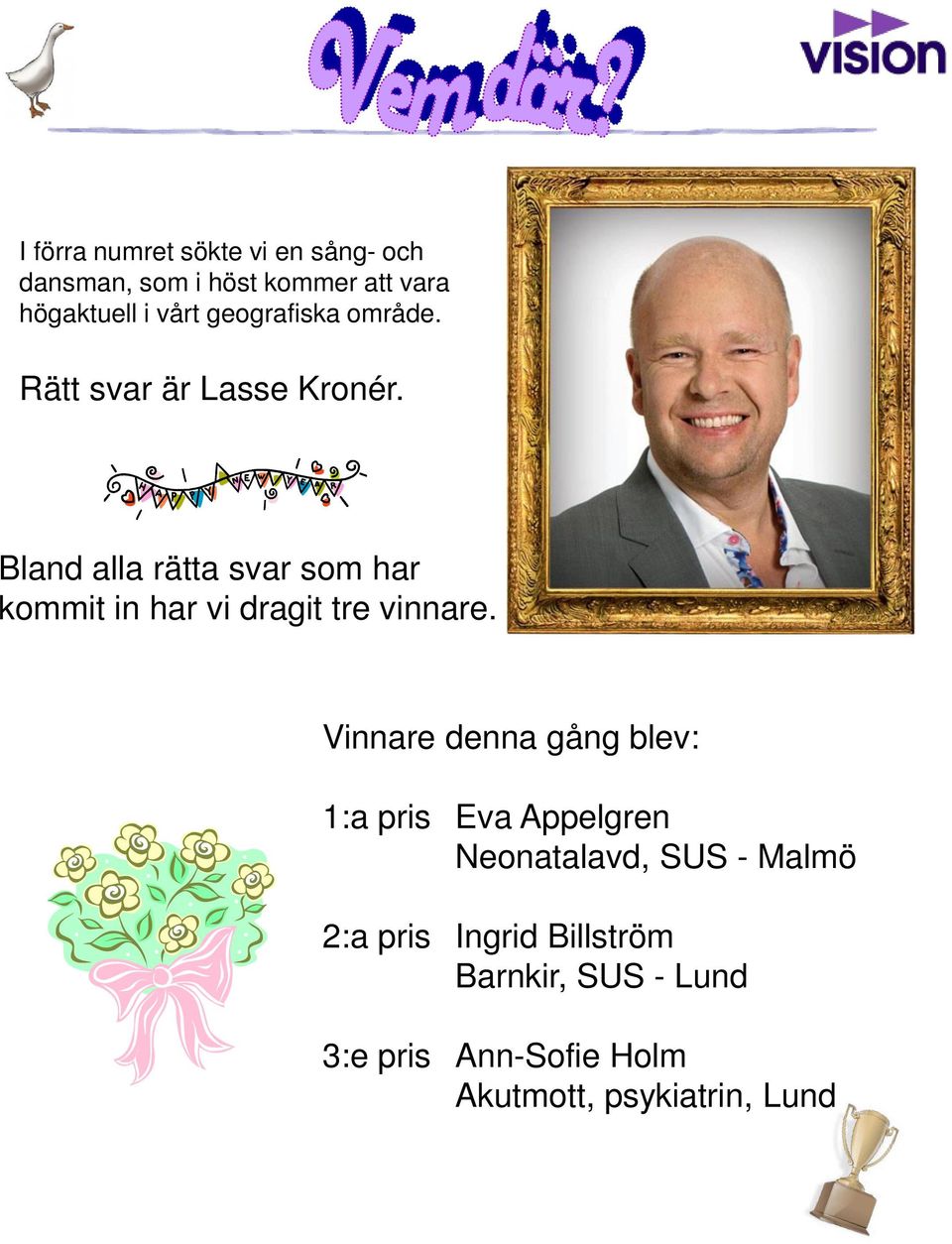 Bland alla rätta svar som har kommit in har vi dragit tre vinnare.