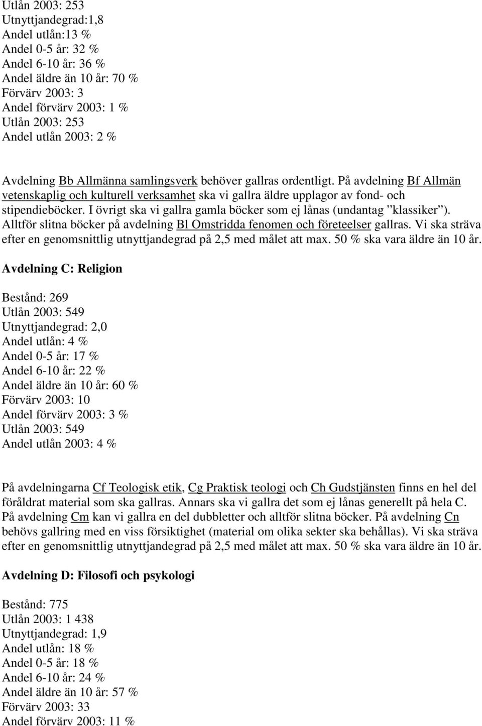 I övrigt ska vi gallra gamla böcker som ej lånas (undantag klassiker ). Alltför slitna böcker på avdelning Bl Omstridda fenomen och företeelser gallras.