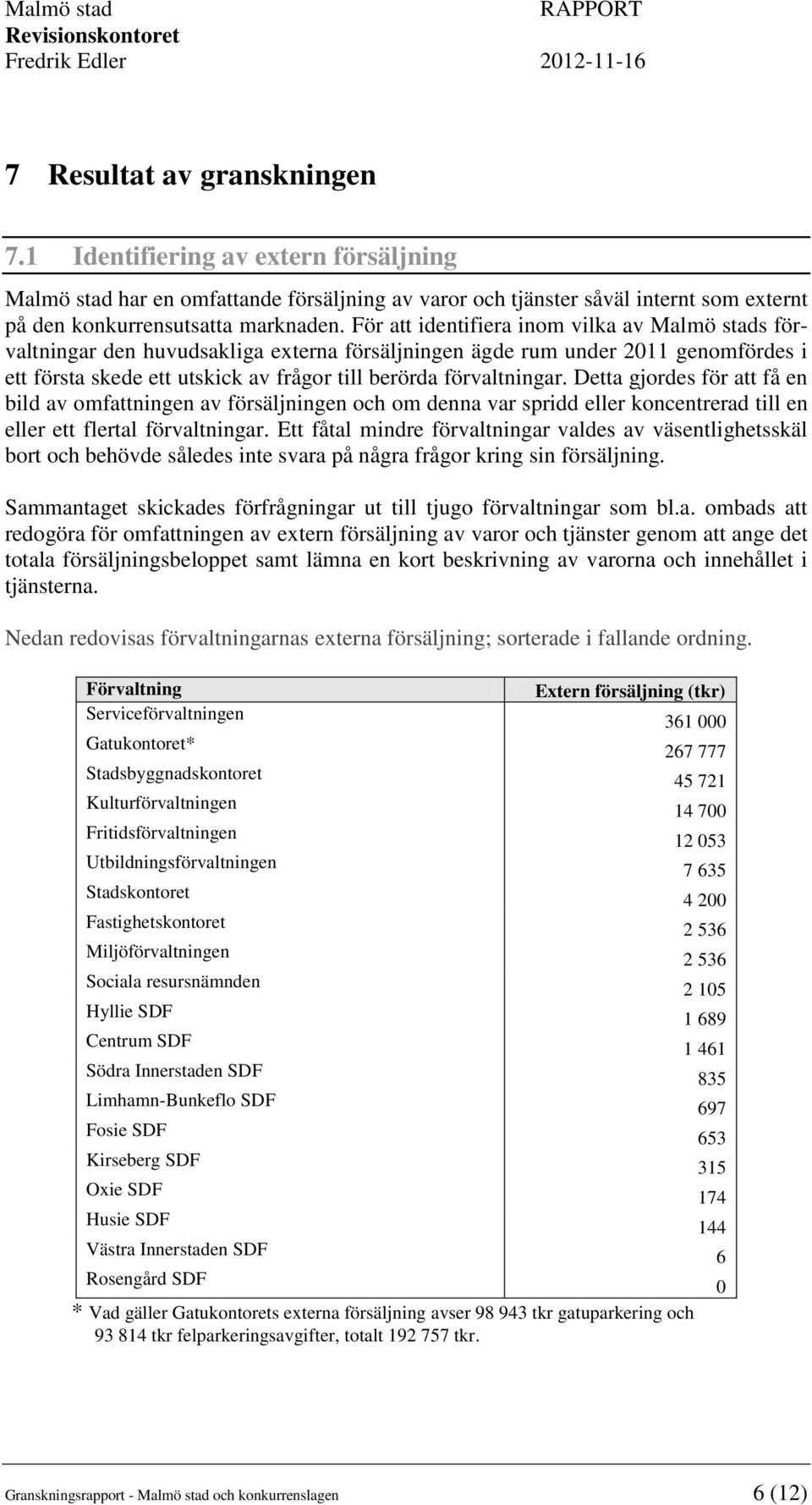 Detta gjordes för att få en bild av omfattningen av försäljningen och om denna var spridd eller koncentrerad till en eller ett flertal förvaltningar.