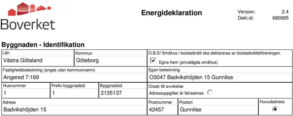 kommunnamn) O.B.S! Småhus i bostadsrätt ska deklareras av bostadsrättsföreningen.