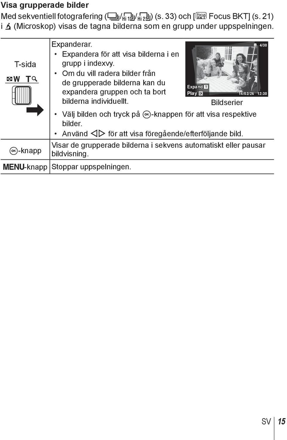 Om du vill radera bilder från de grupperade bilderna kan du expandera gruppen och ta bort bilderna individuellt.