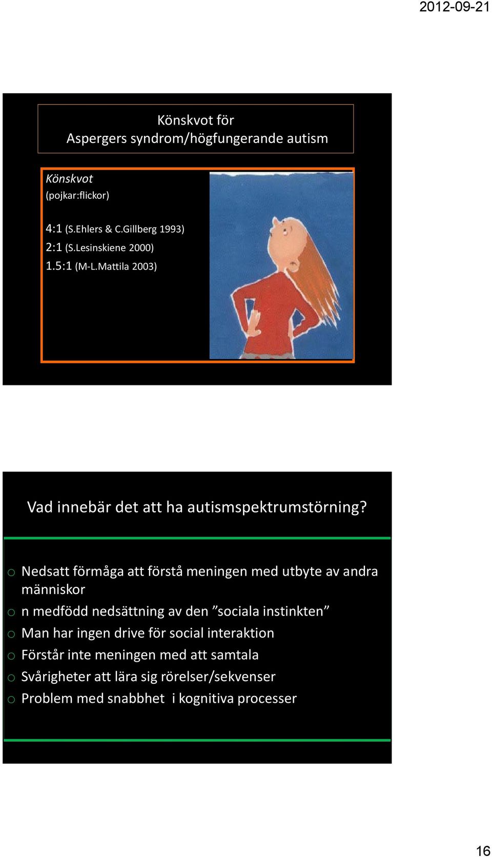 o Nedsatt förmåga att förstå meningen med utbyte av andra människor o n medfödd nedsättning av den sociala instinkten o Man