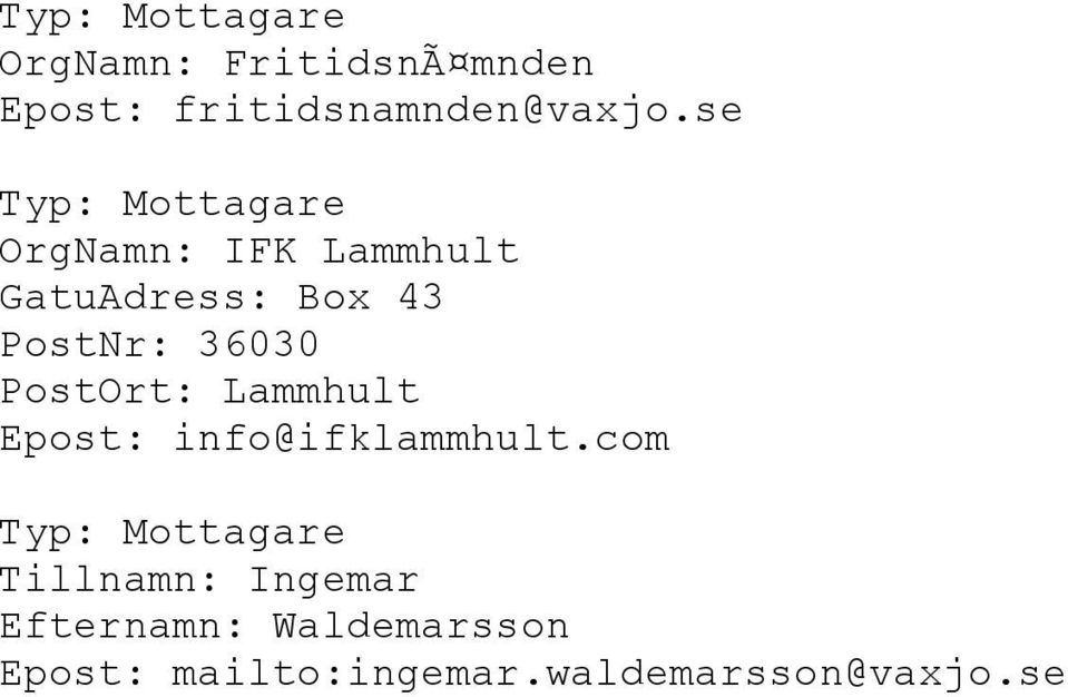 36030 PostOrt: Lammhult Epost: info@ifklammhult.