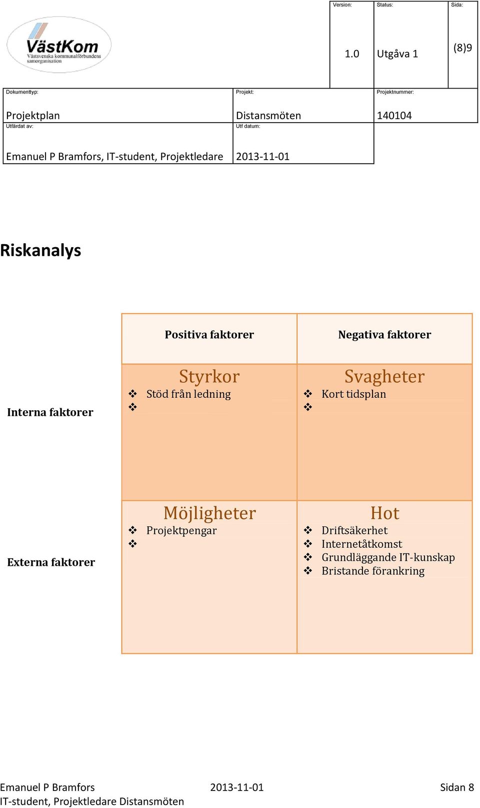 faktorer Möjligheter Projektpengar Hot Driftsäkerhet Internetåtkomst