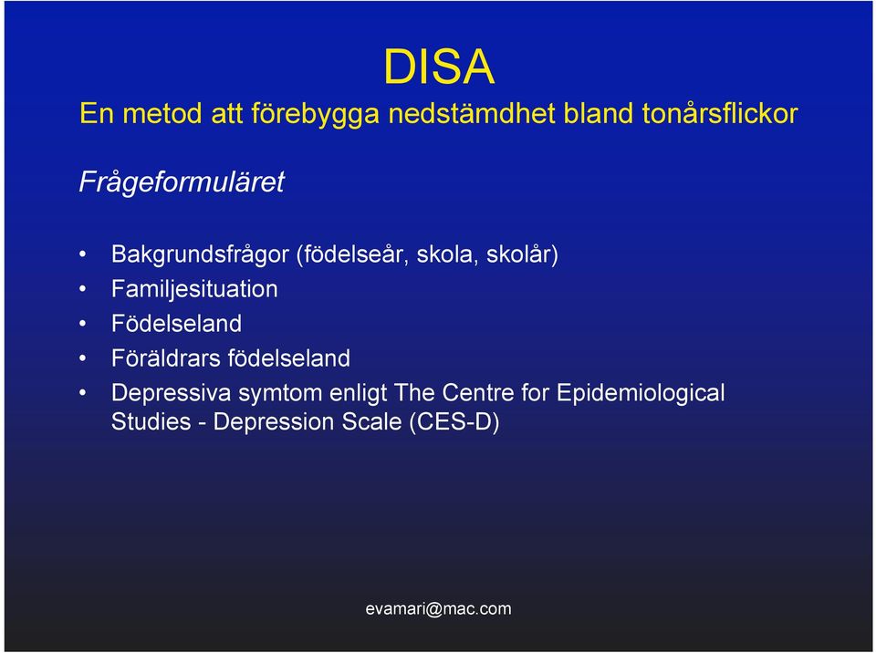 födelseland Depressiva symtom enligt The Centre