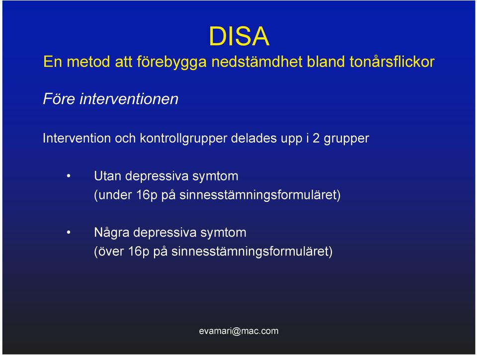 depressiva symtom (under 16p på